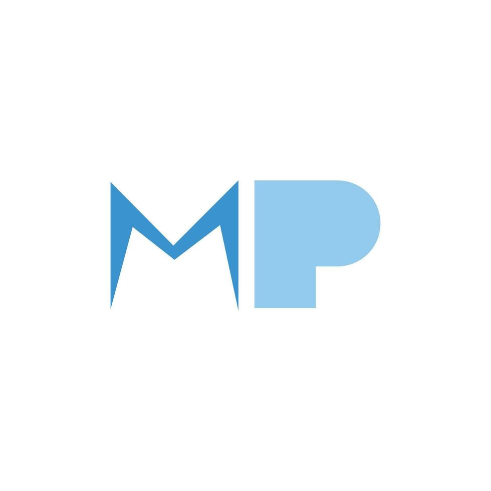 impostato lettera mp monogramma capitale alfabeto geometrico blu colori moderno elegante forma stile marca marchio identità attività commerciale design vettore