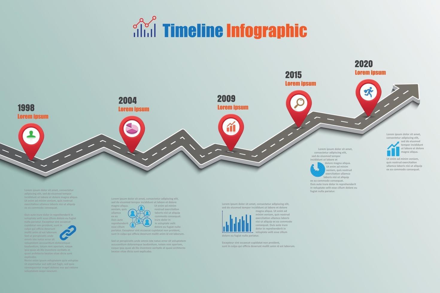 business roadmap timeline infographic icone progettate per sfondo astratto modello elemento moderno diagramma processo pagine web tecnologia digitale marketing dati presentazione grafico illustrazione vettoriale