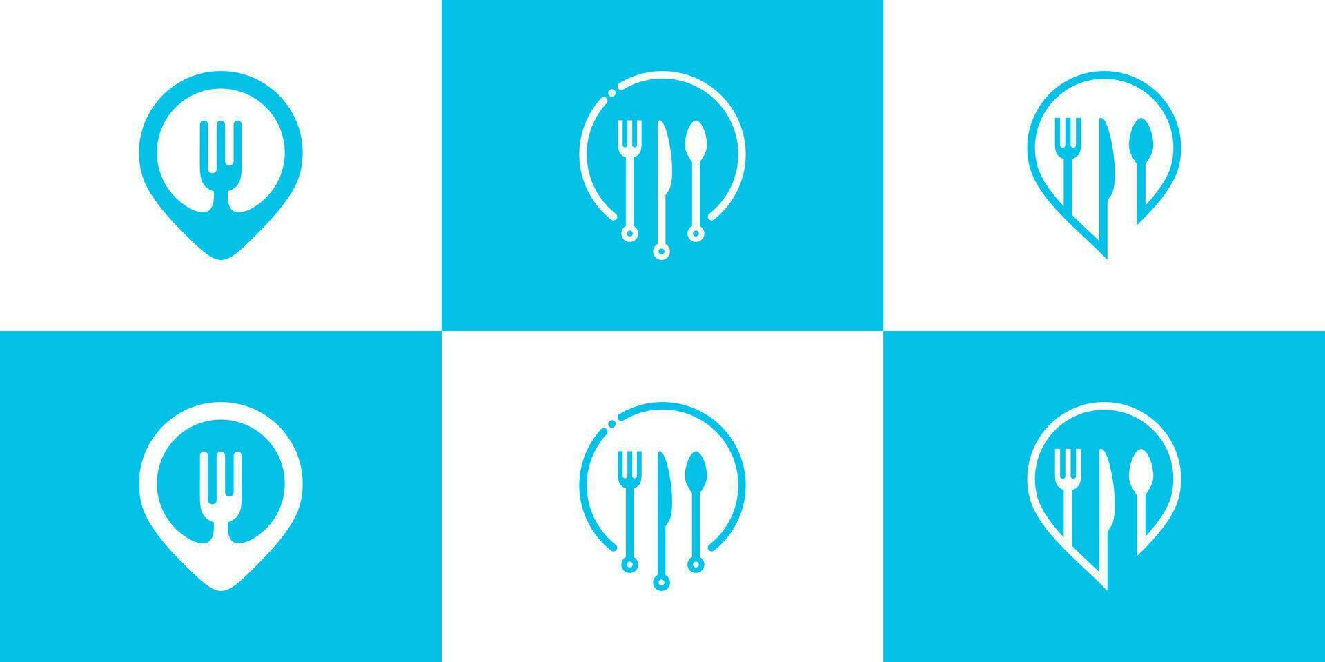 impostato cibo logo design con creativo stile concetto premio vettore
