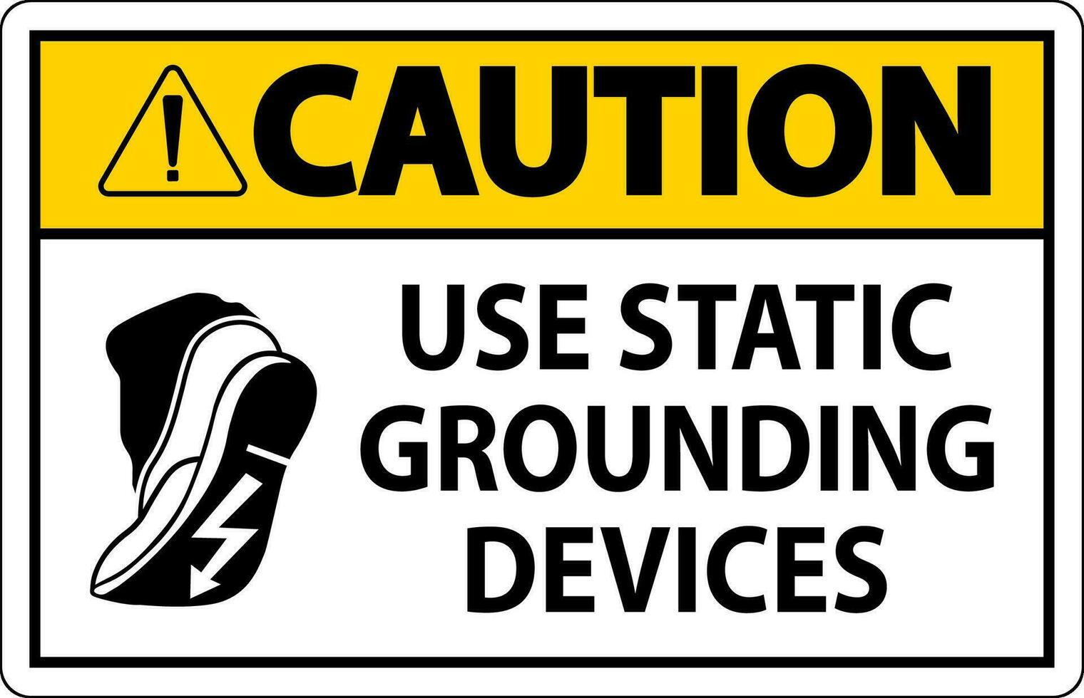 attenzione cartello uso statico messa a terra dispositivi vettore
