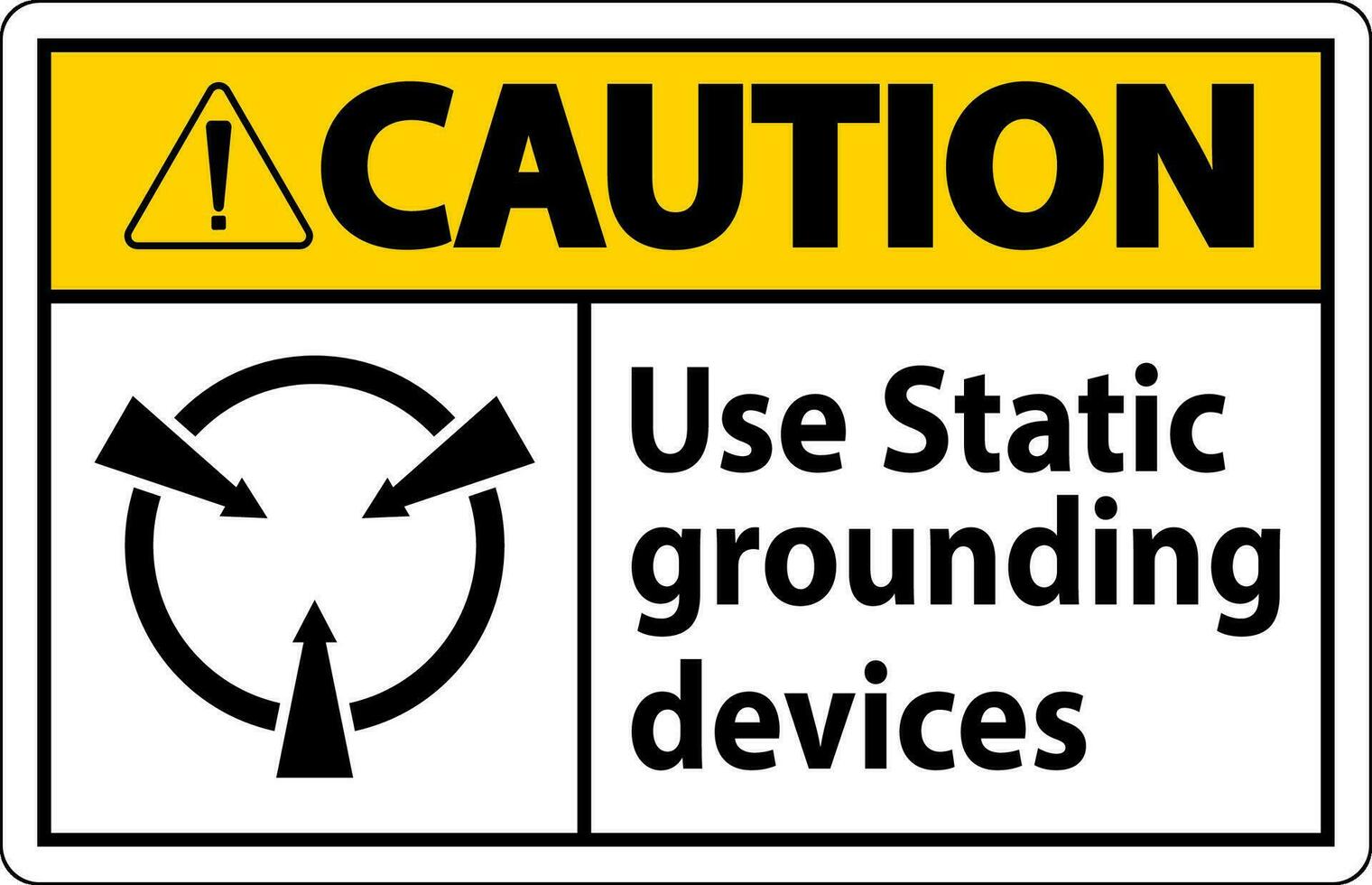 attenzione cartello uso statico messa a terra dispositivi vettore