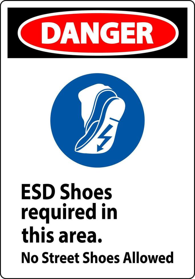Pericolo cartello esd scarpe necessario nel Questo la zona. no strada scarpe permesso vettore