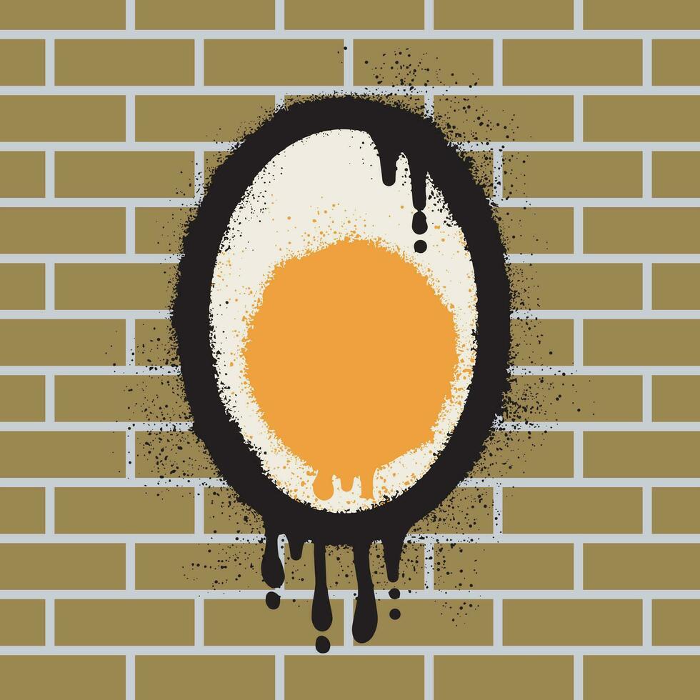 bollito uovo graffiti con spray dipingere su mattone parete sfondo vettore