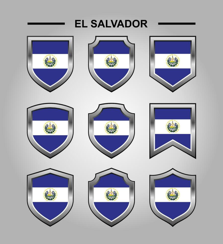 EL salvador nazionale emblemi bandiera con lusso scudo vettore
