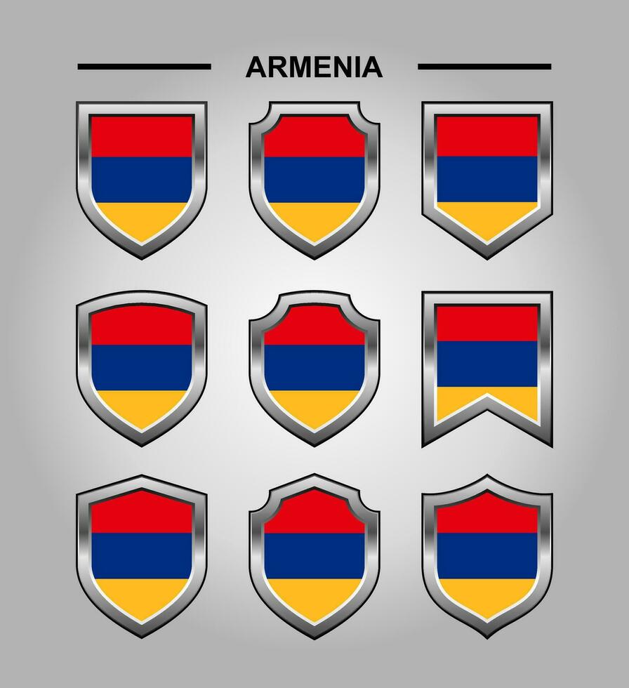 Armenia nazionale emblemi bandiera con lusso scudo vettore