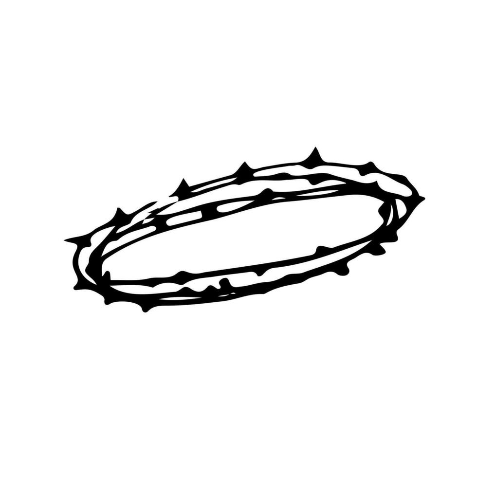 disegnato a mano corona di spine isolato su bianca sfondo. cristiano simbolo di il sacrificio di Gesù Cristo. religione e cristianesimo. vettore illustrazione