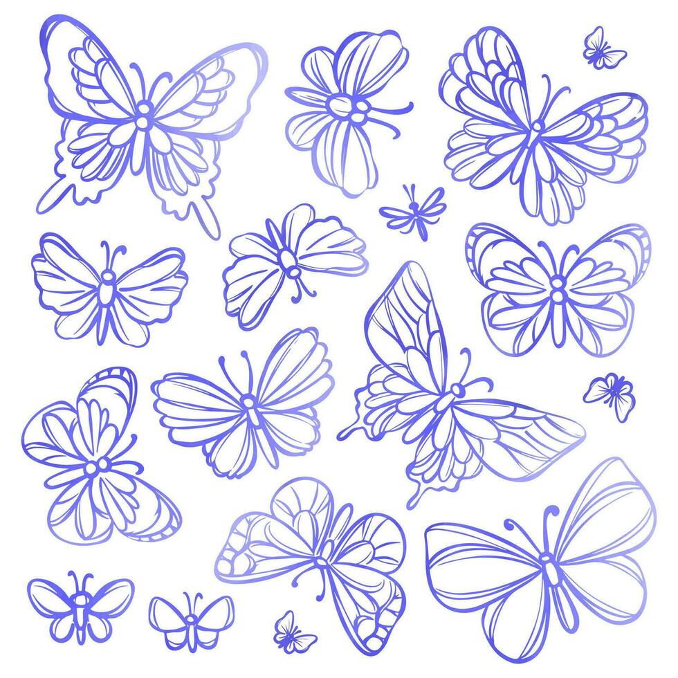farfalle schizzo acquerello vettore illustrazione collezione