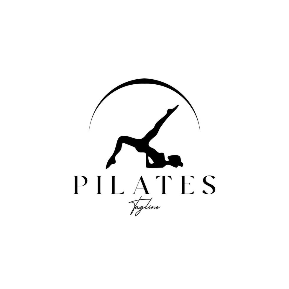 pilates allenatore donna silhouette creativo vettore logo design