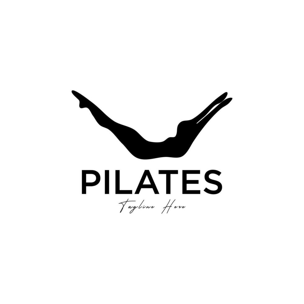 pilates allenatore donna silhouette creativo vettore logo design