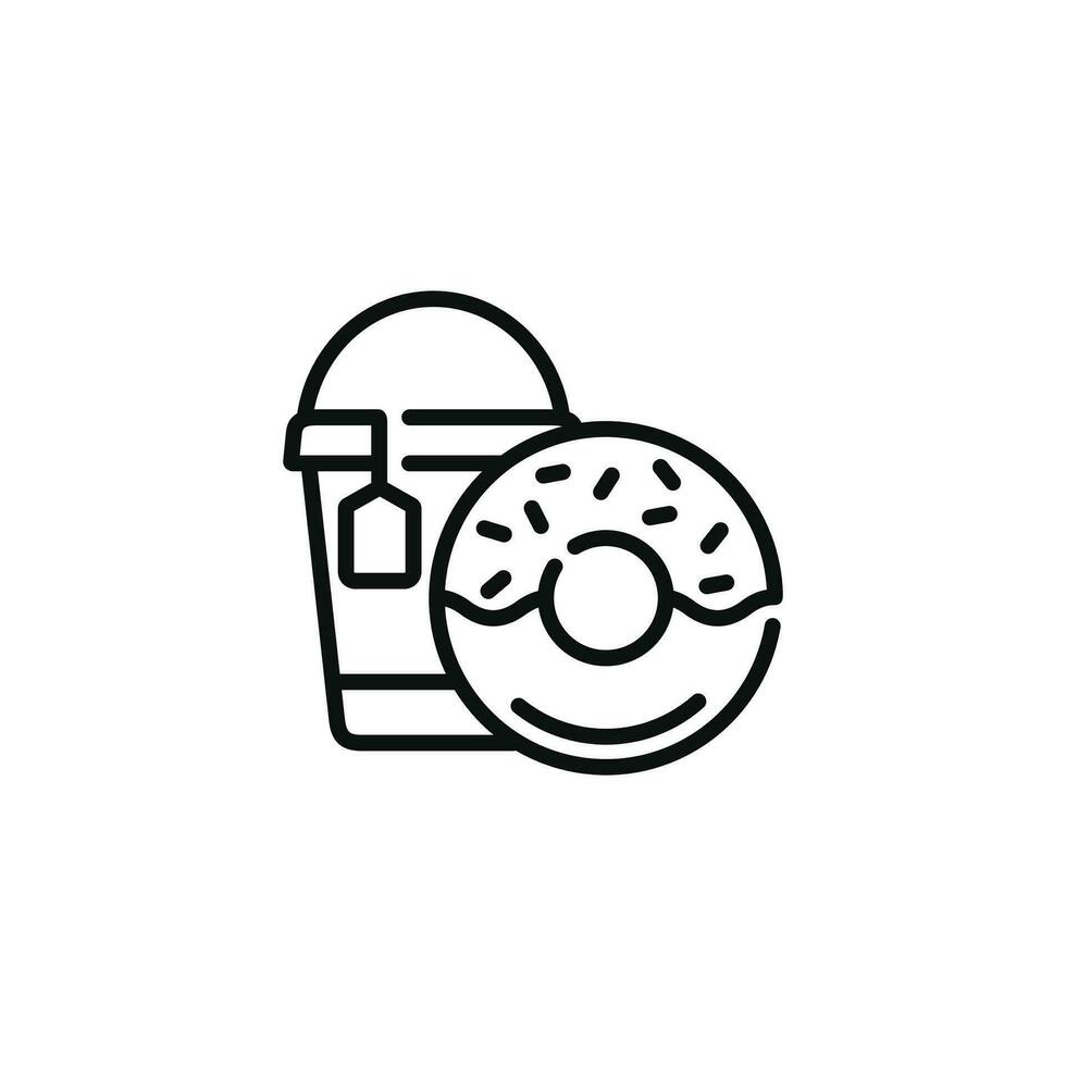 ciambella e bevanda linea icona. veloce cibo linea icona isolato su bianca sfondo vettore