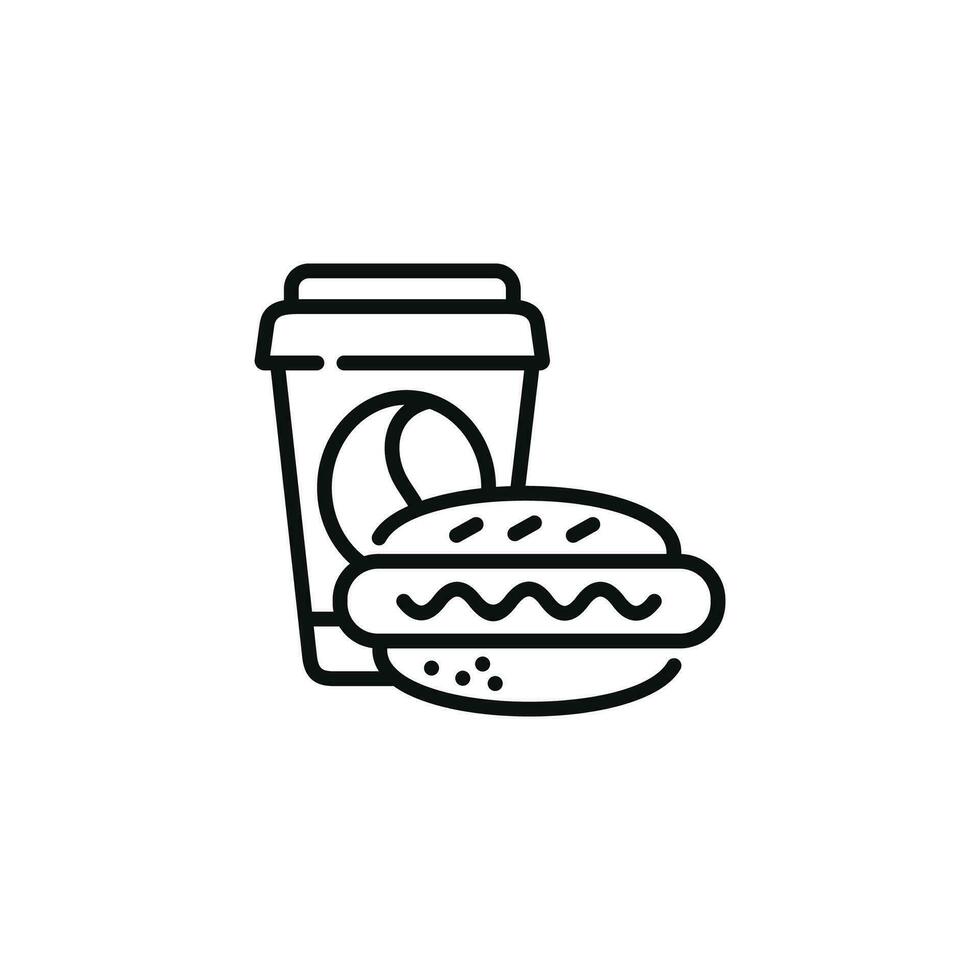 caldo cane e bevanda linea icona. veloce cibo linea icona isolato su bianca sfondo vettore