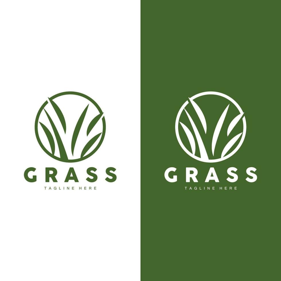 verde erba logo disegno, azienda agricola paesaggio illustrazione, natura design vettore