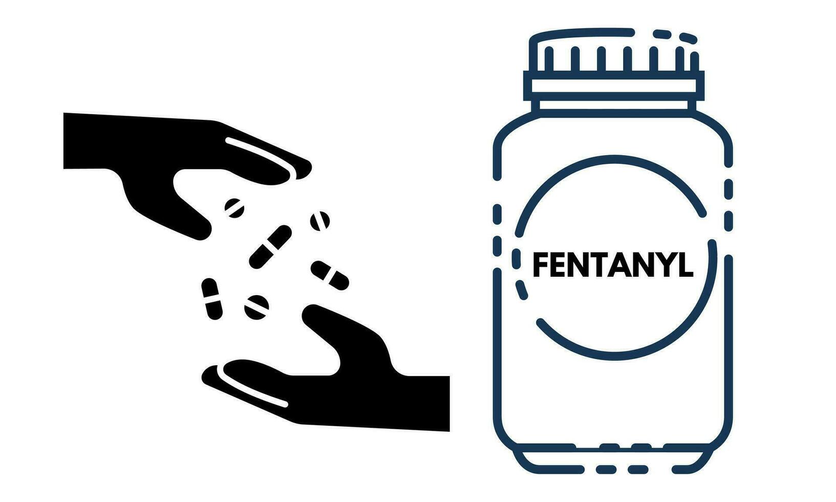fentanil. fentanil pillole nel rx prescrizione droga bottiglia illustrazione vettore