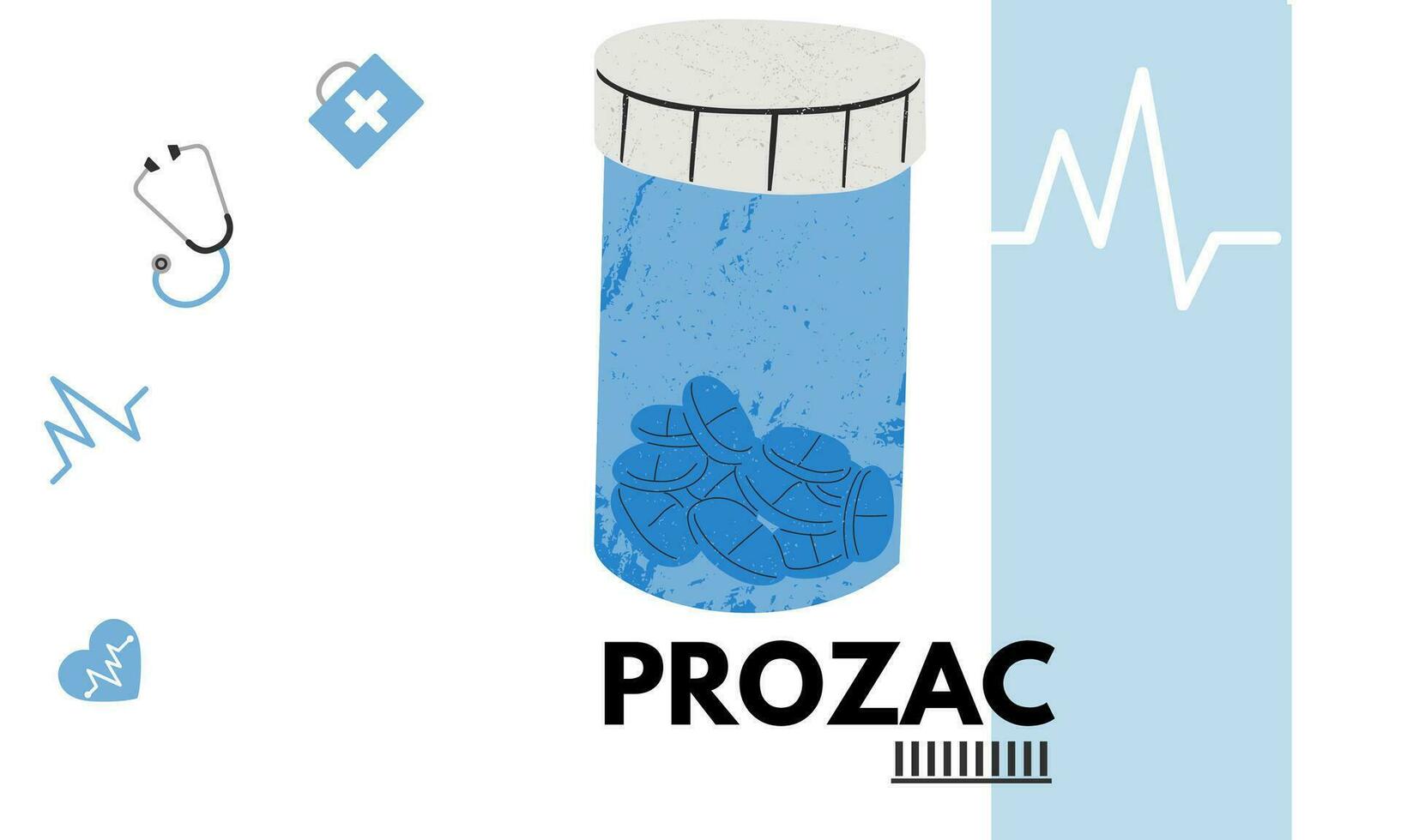 prozac medico pillole nel rx prescrizione droga bottiglia per mentale Salute vettore illustrazione