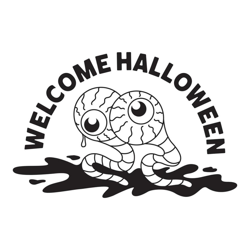 Halloween occhi palla badge design bene per sociale media contenuto, Stampa base applicazione e merce. vettore