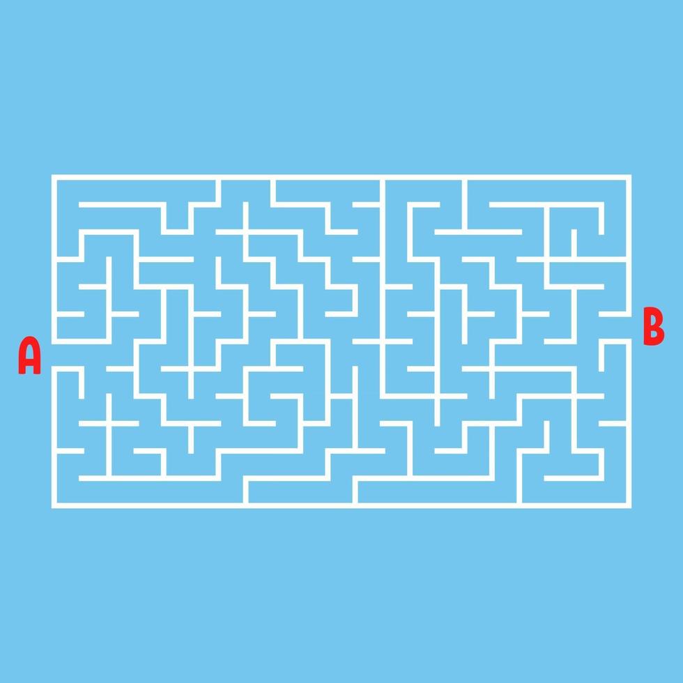 labirinto rettangolare astratto. gioco per bambini. puzzle per bambini. un ingresso, un'uscita. enigma del labirinto. illustrazione vettoriale piatto isolato su sfondo colorato.