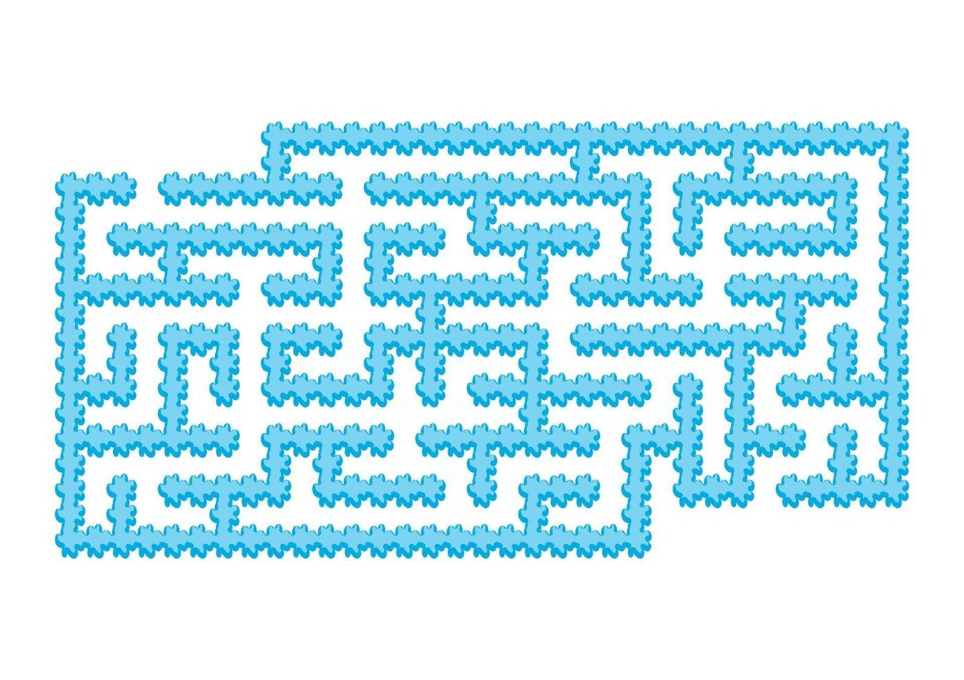 labirinto rettangolare di colore. ghiaccio invernale blu in stile cartone animato. gioco per bambini. puzzle per bambini. enigma del labirinto. illustrazione vettoriale piatto isolato su sfondo bianco. con spazio per i tuoi disegni.