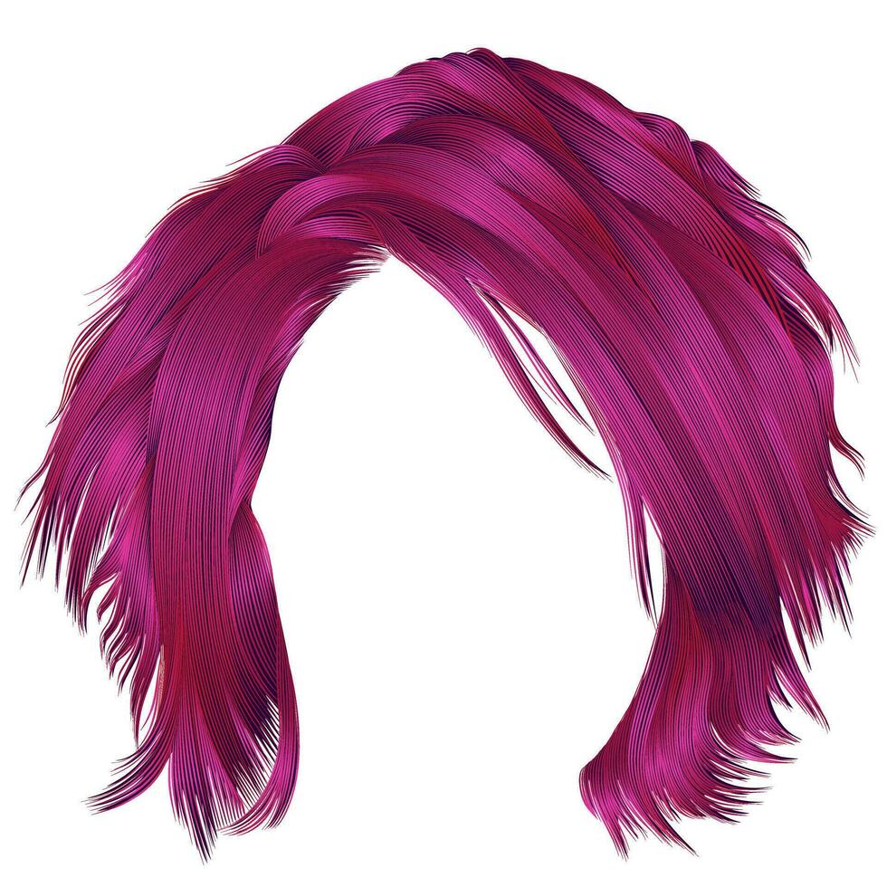 di moda donna spettinato capelli luminosa rosa colori . bellezza moda . realistico 3d vettore