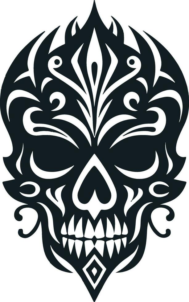cranio con tatuaggio vettore illustrazione stile