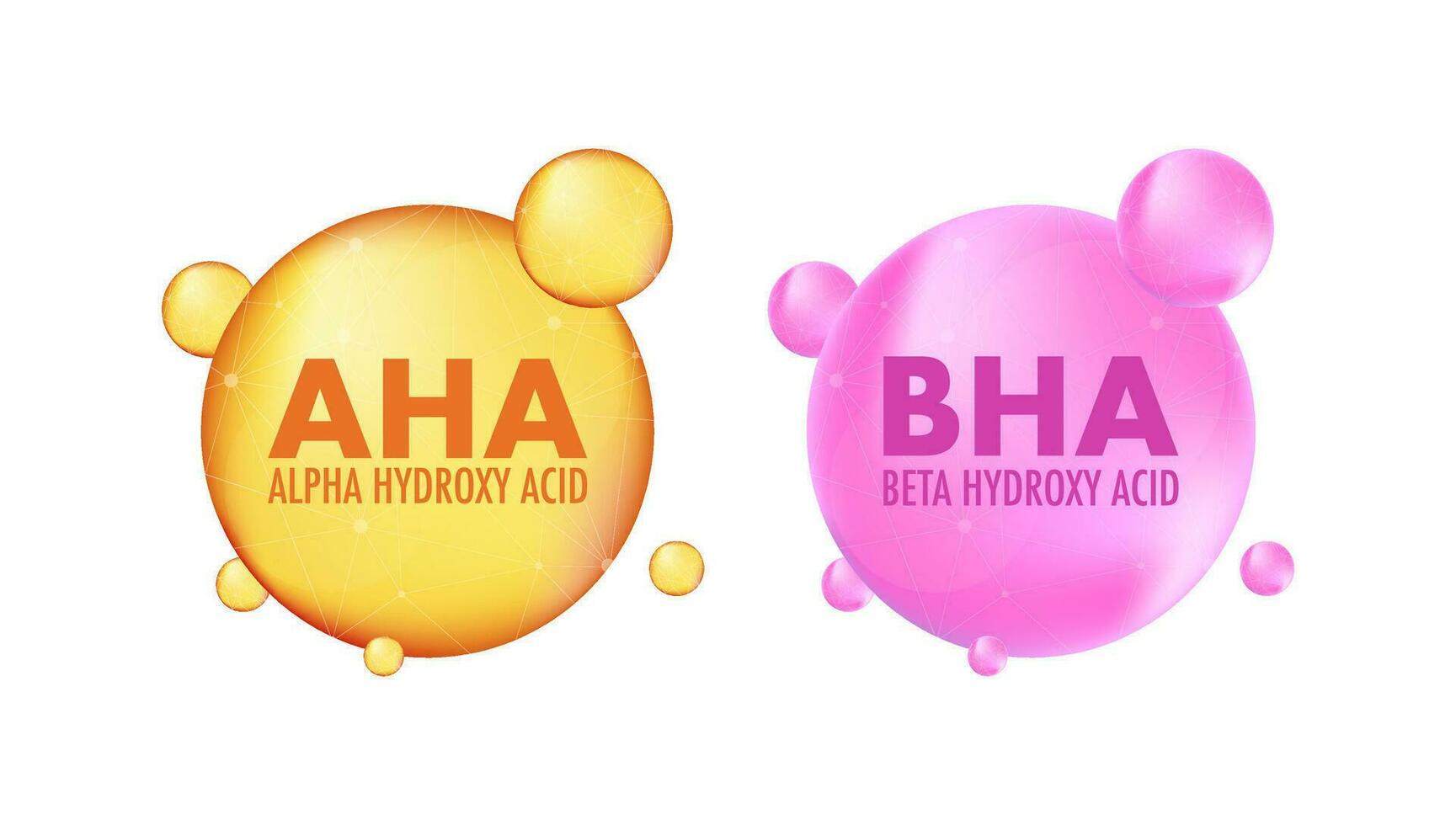 aha e bah. alfa idrossi acido e beta idrossi acido. dermico e bellezza. vettore azione illustrazione.