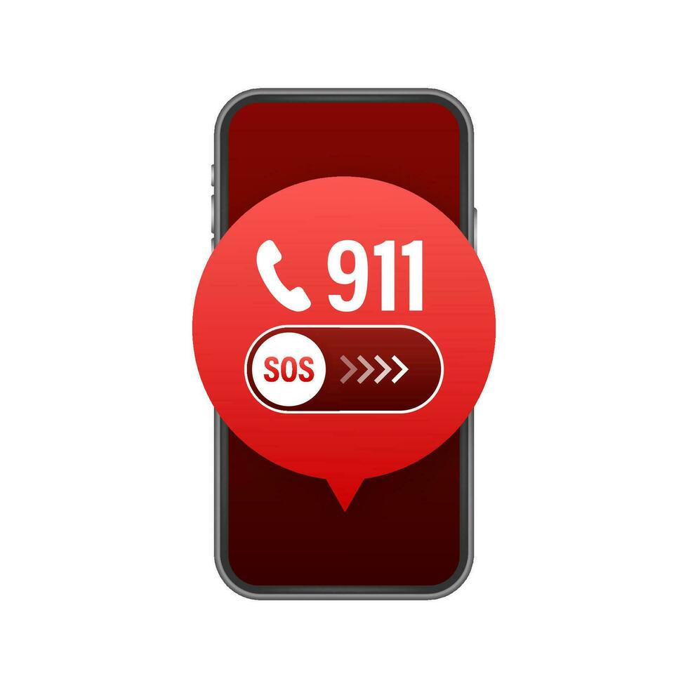 911 smartphone nel piatto stile. chiamata icona vettore. mano Tenere smartphone. primo aiuto. dito toccare schermo. vettore azione illustrazione
