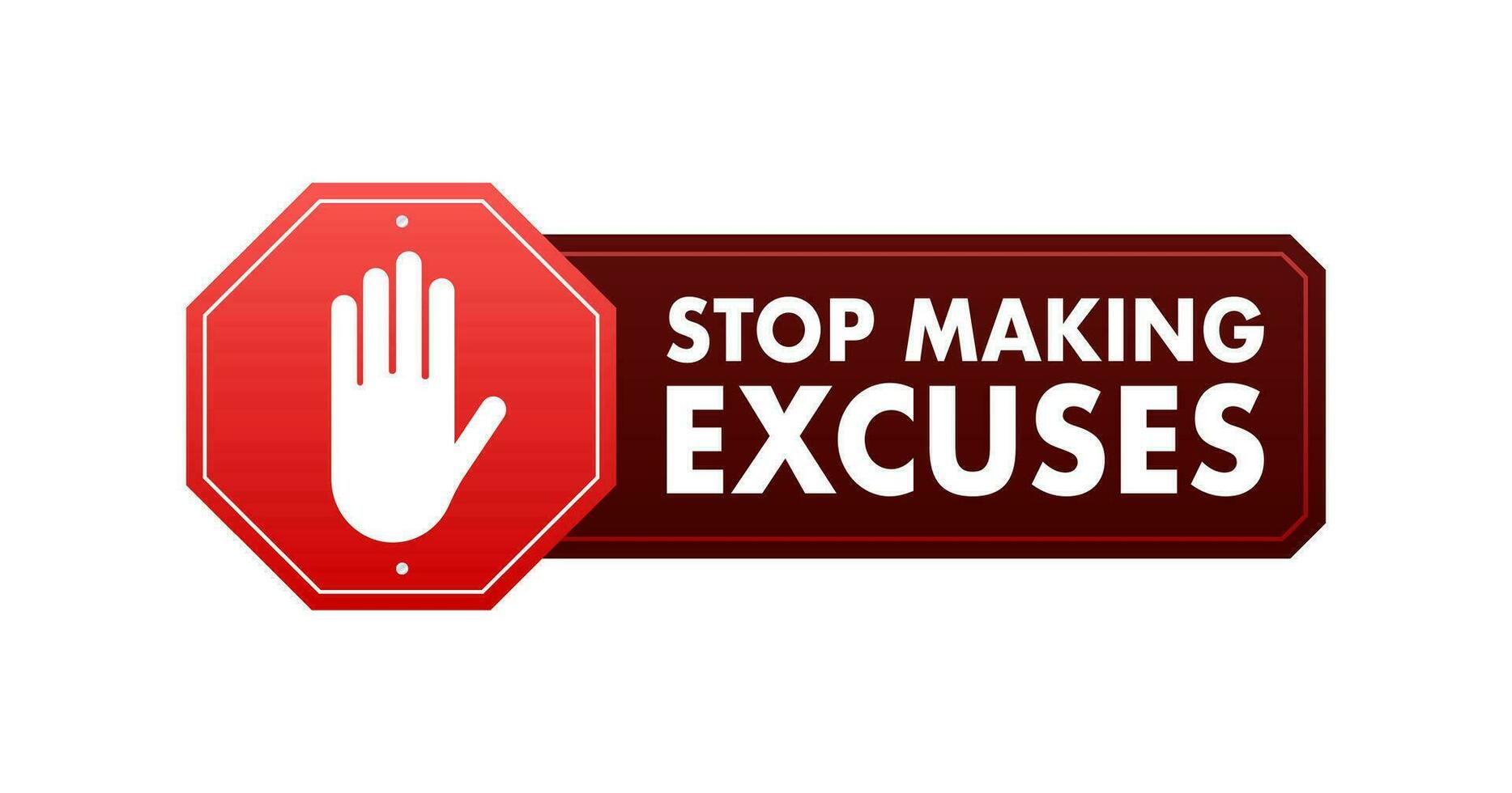 fermare fabbricazione scuse cartello, etichetta. vettore azione illustrazione