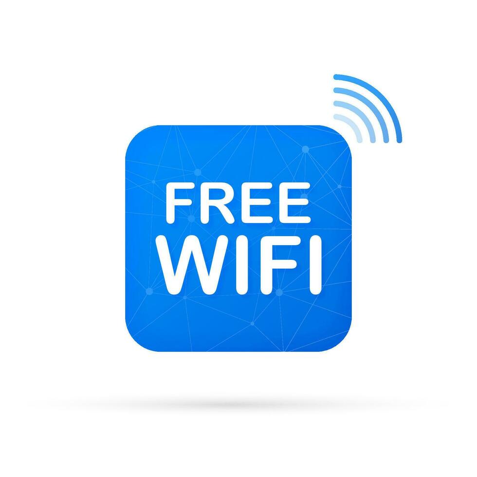 gratuito Wi-Fi zona blu icona. gratuito Wi-Fi Qui cartello concetto. vettore azione illustrazione.