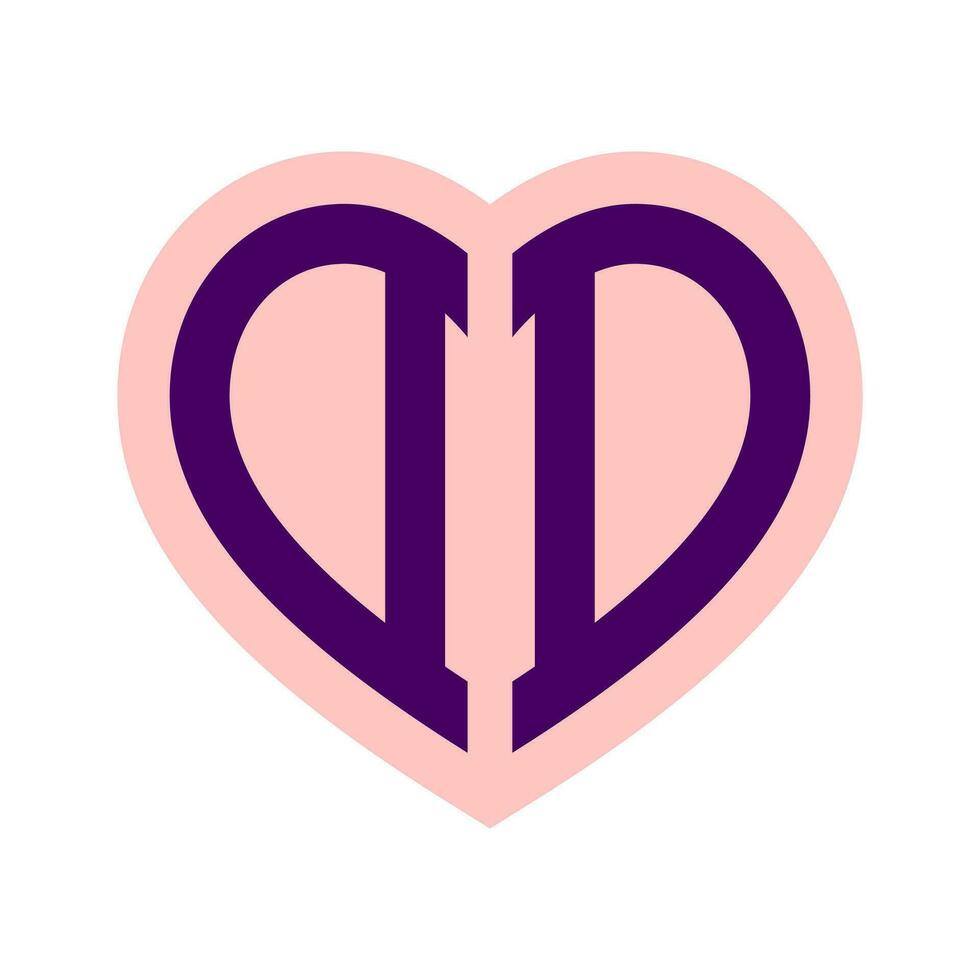 logo d cuore monogramma 2 lettere alfabeto font amore logo San Valentino logotipo ricamo vettore