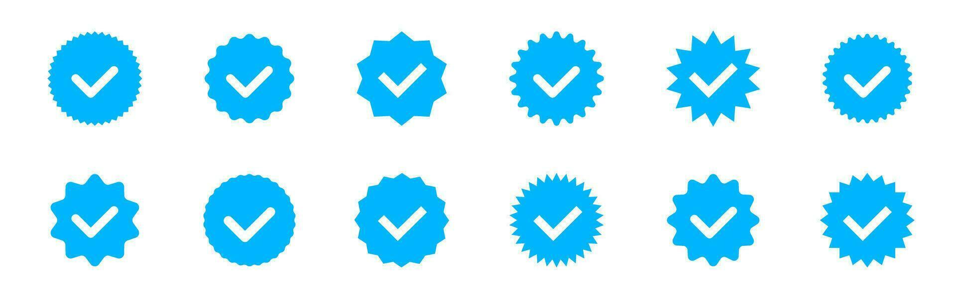 account verifica icona. sociale media verifica icone. verificata distintivo profilo impostare. blu dai un'occhiata marchio icona. vettore