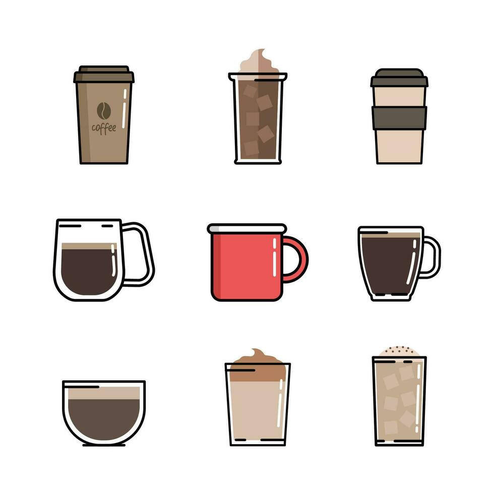 caffè impostato piatto design concetto. vettore illustrazione