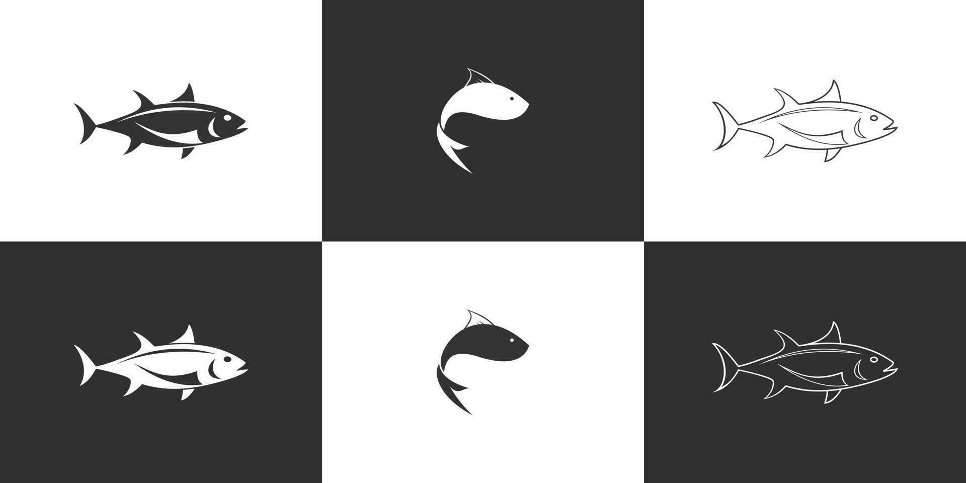 impostato pesce logo design con creativo concetto premio vettore