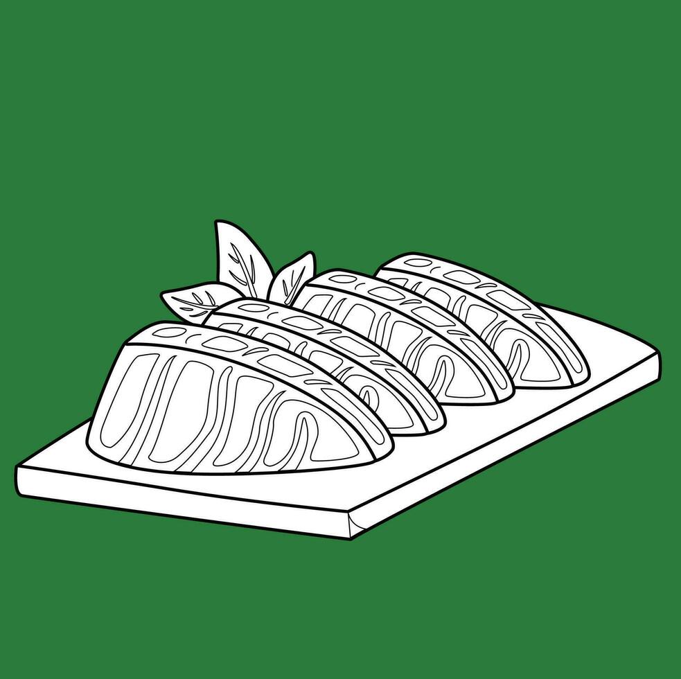 salmone sashimi giapponese Sushi menù cartone animato digitale francobollo schema vettore