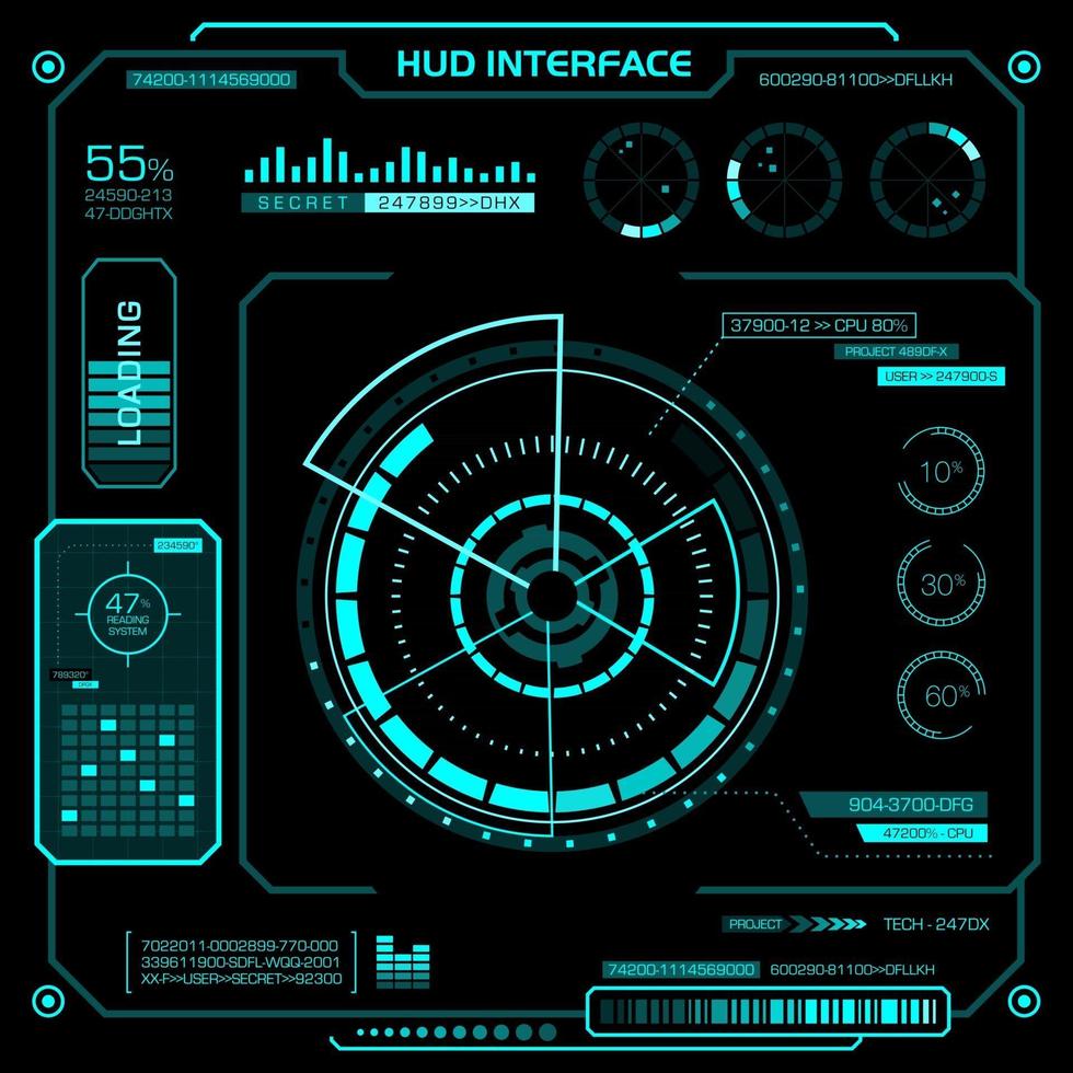 concetto dell'interfaccia hud. head up display futuristico. vettore