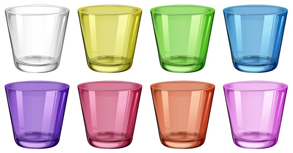 Set di bicchieri in diversi colori vettore