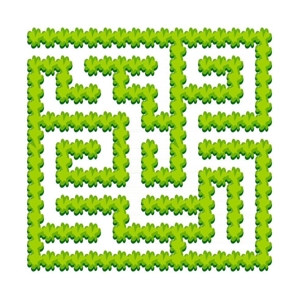 labirinto quadrato astratto - giardino verde, arbusti. gioco per bambini. puzzle per bambini. un ingresso, un'uscita. enigma del labirinto. illustrazione vettoriale. vettore