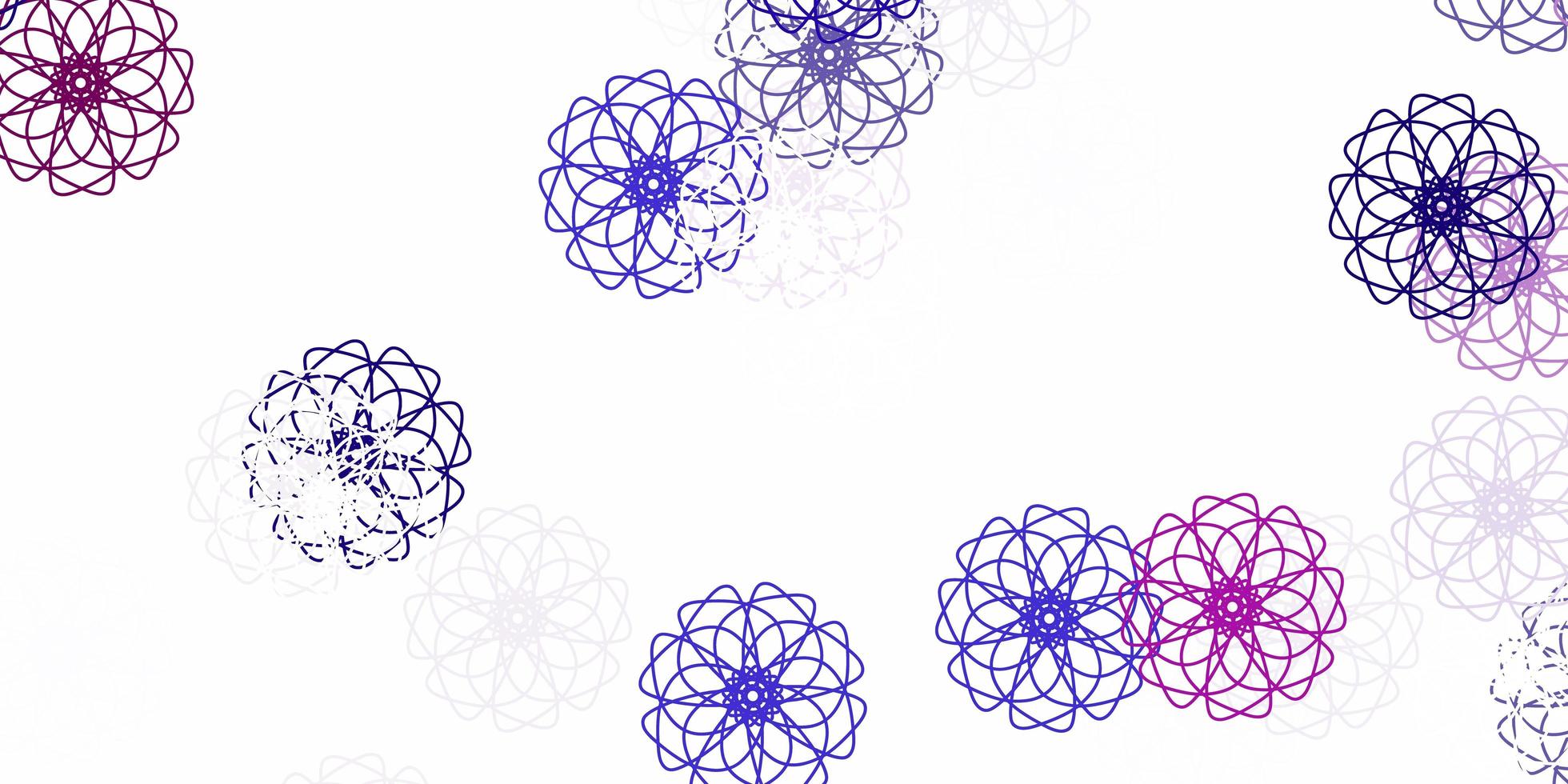 modello doodle vettoriale viola chiaro con fiori.