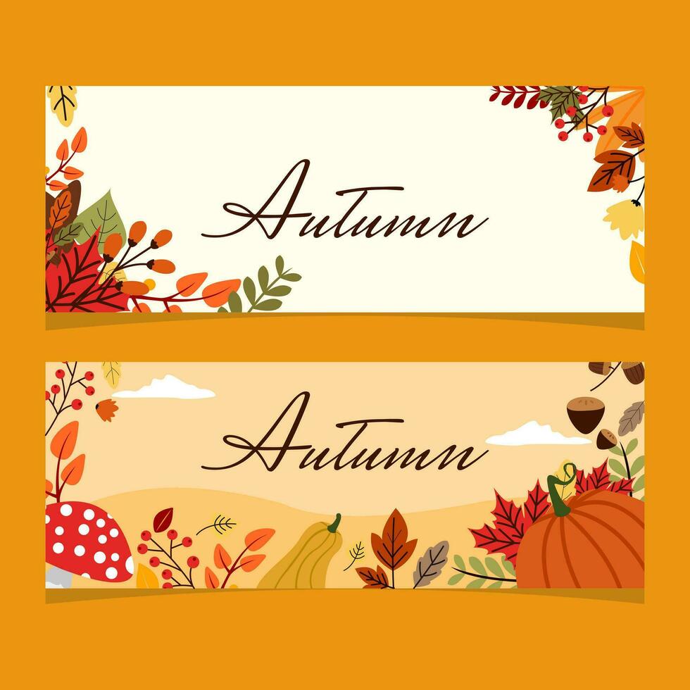 autunno banner modello con colorato le foglie angolo vettore