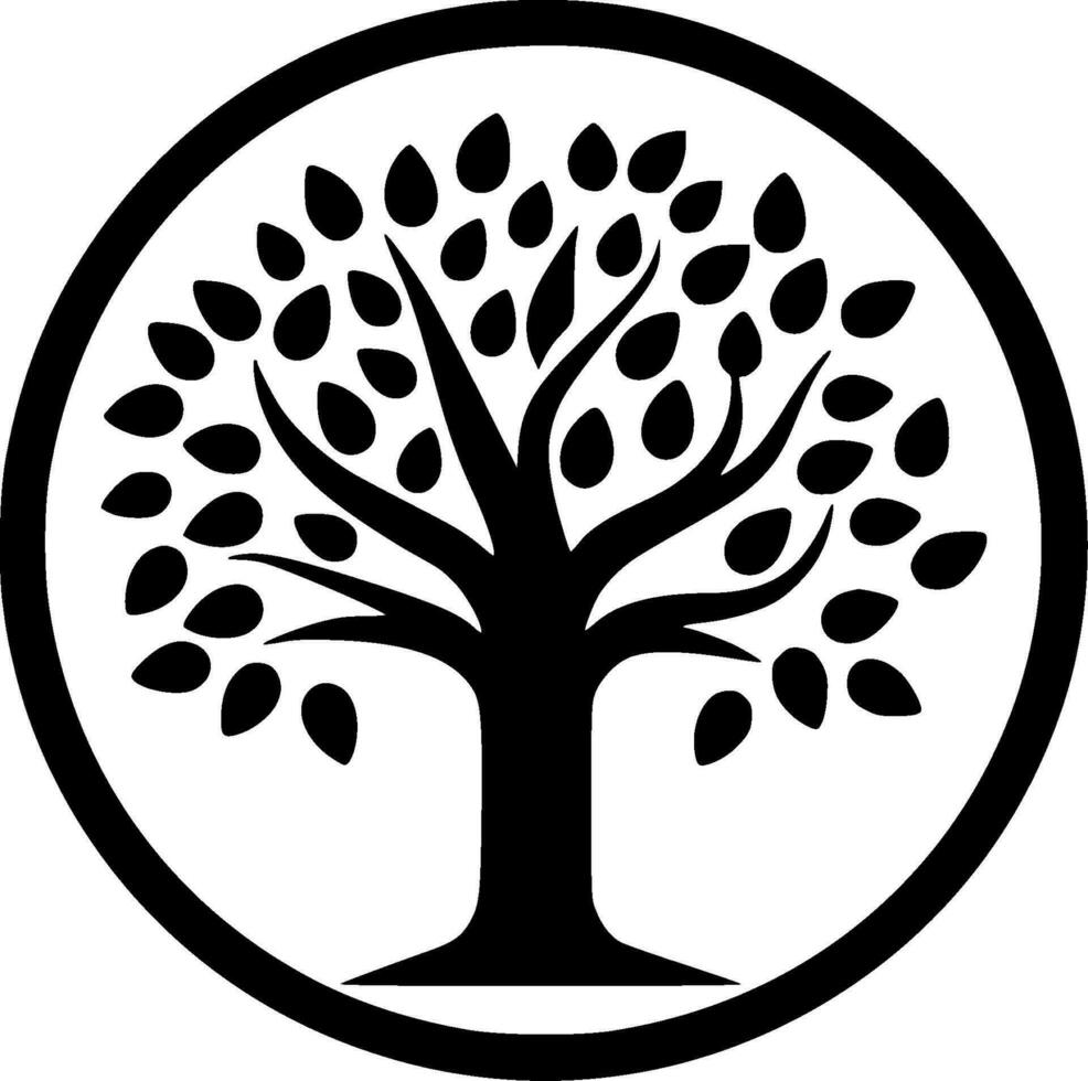 albero - nero e bianca isolato icona - vettore illustrazione