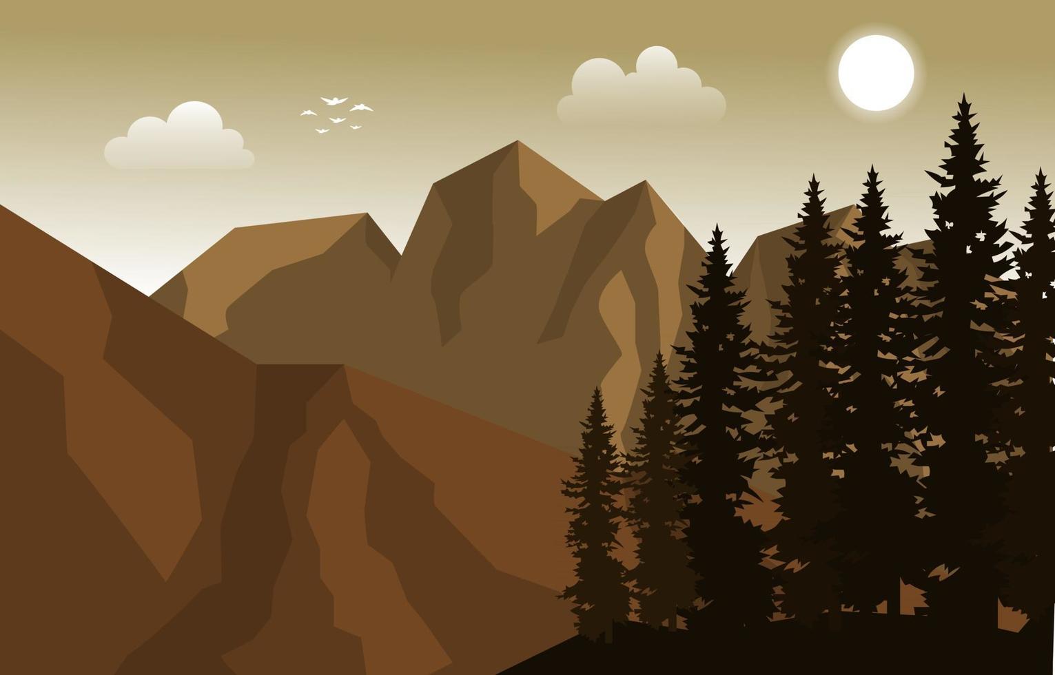 picco di montagna pino abeti natura paesaggio avventura illustrazione vettore