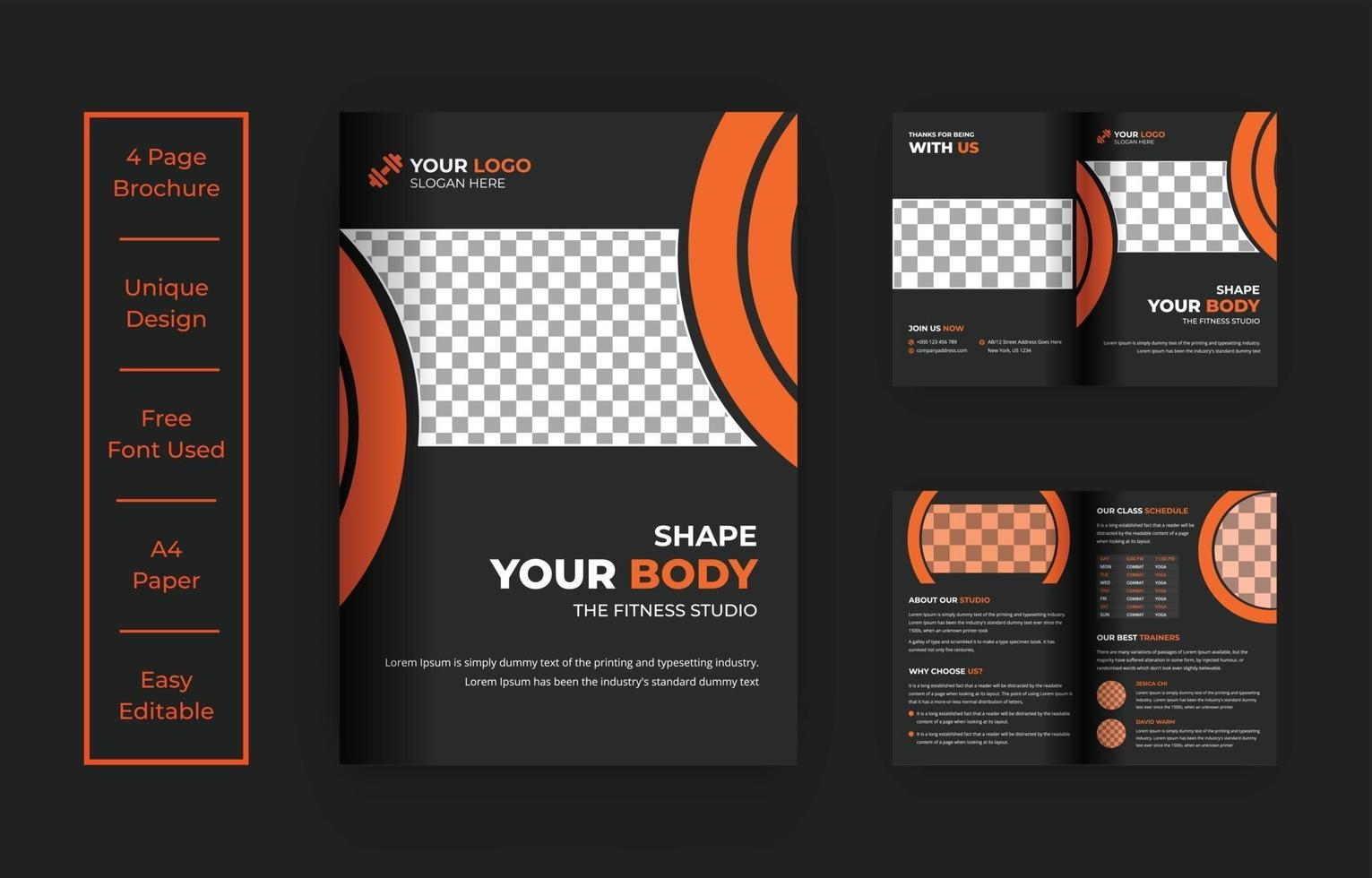 design del modello di brochure b-fold palestra fitness vettore