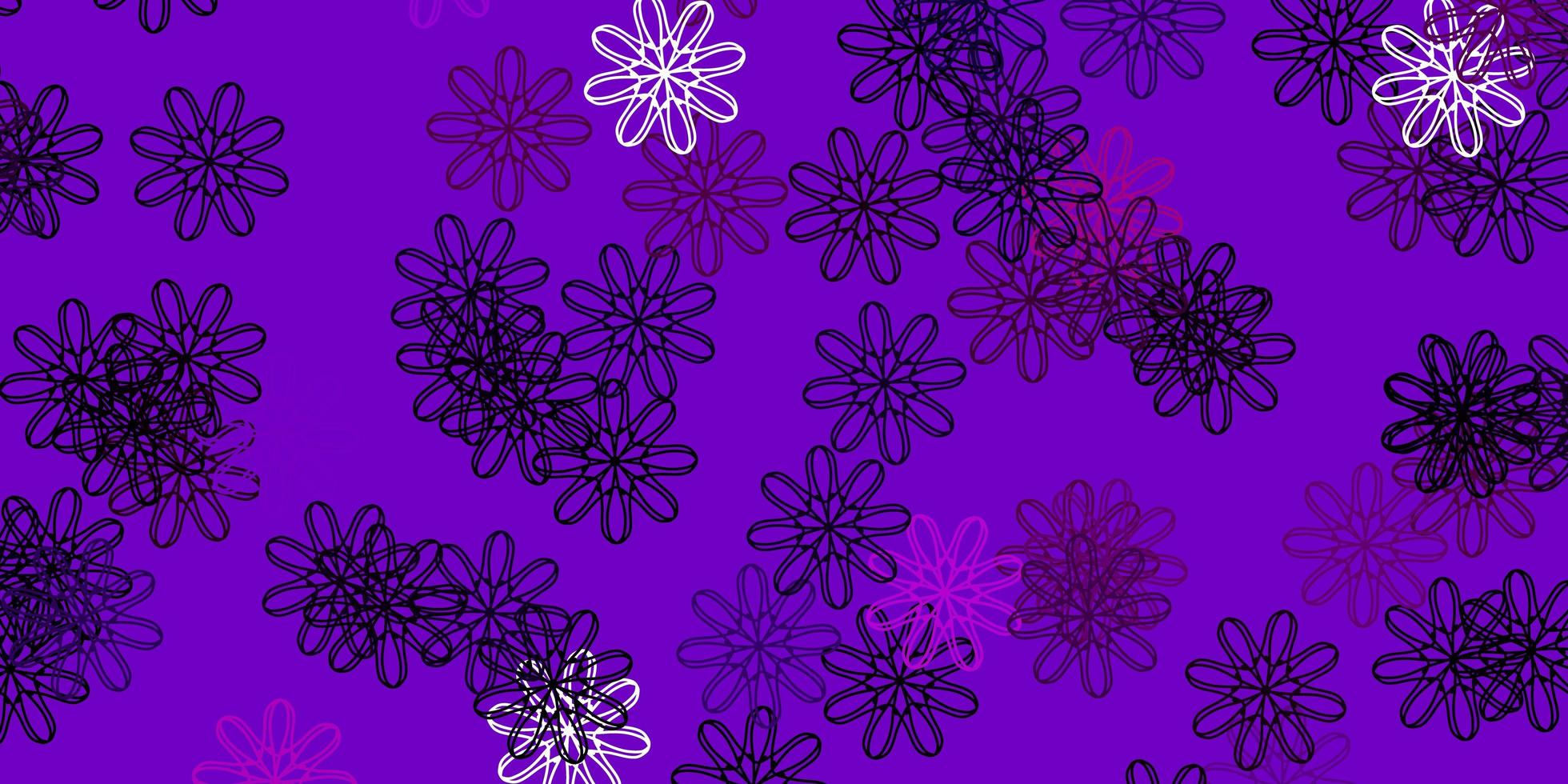 modello doodle vettoriale viola chiaro con fiori.