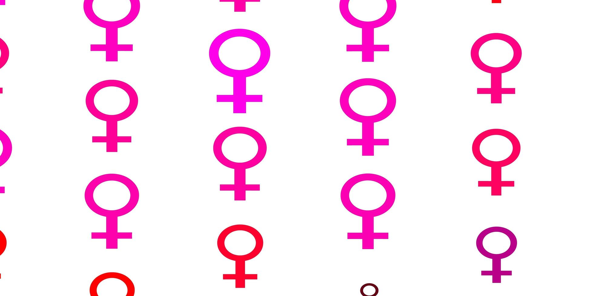 sfondo vettoriale viola chiaro, rosa con simboli di potere della donna.