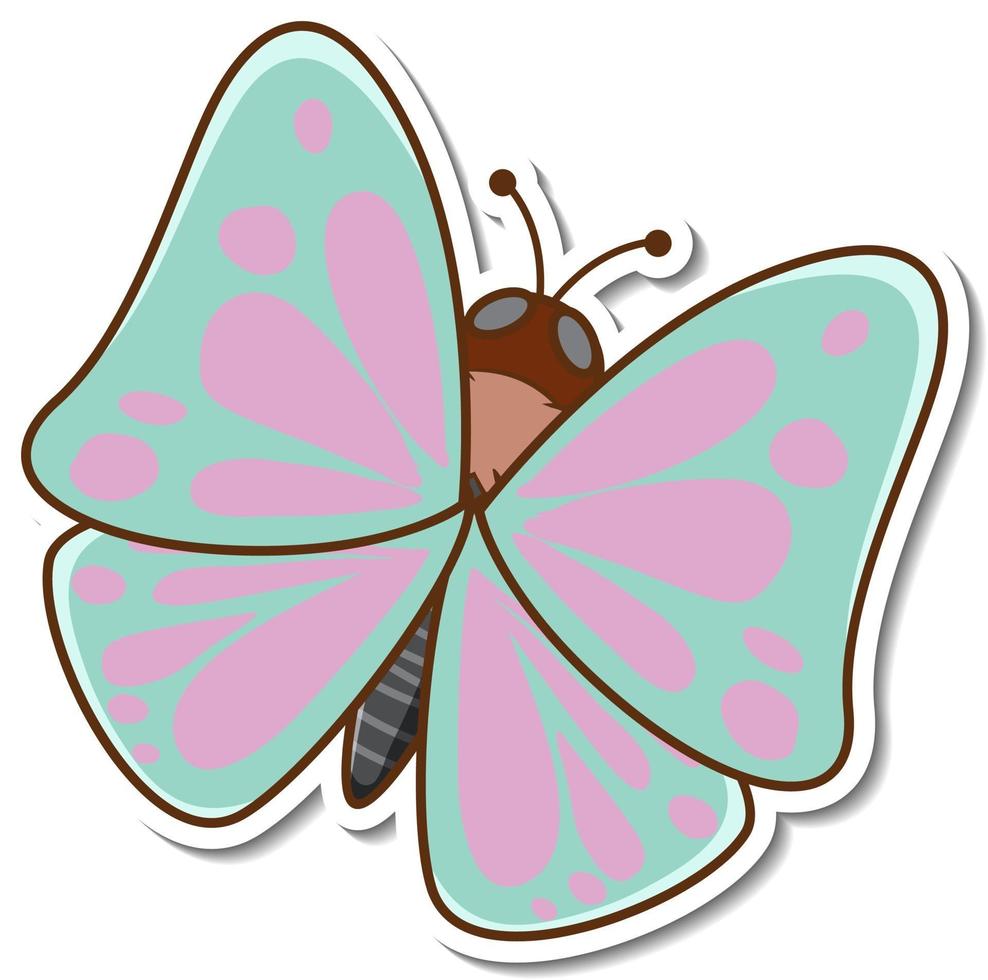 un simpatico adesivo a forma di farfalla cartoon vettore