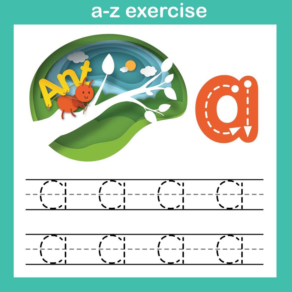 alfabeto lettera a-formica esercizio, carta tagliata concetto illustrazione vettoriale