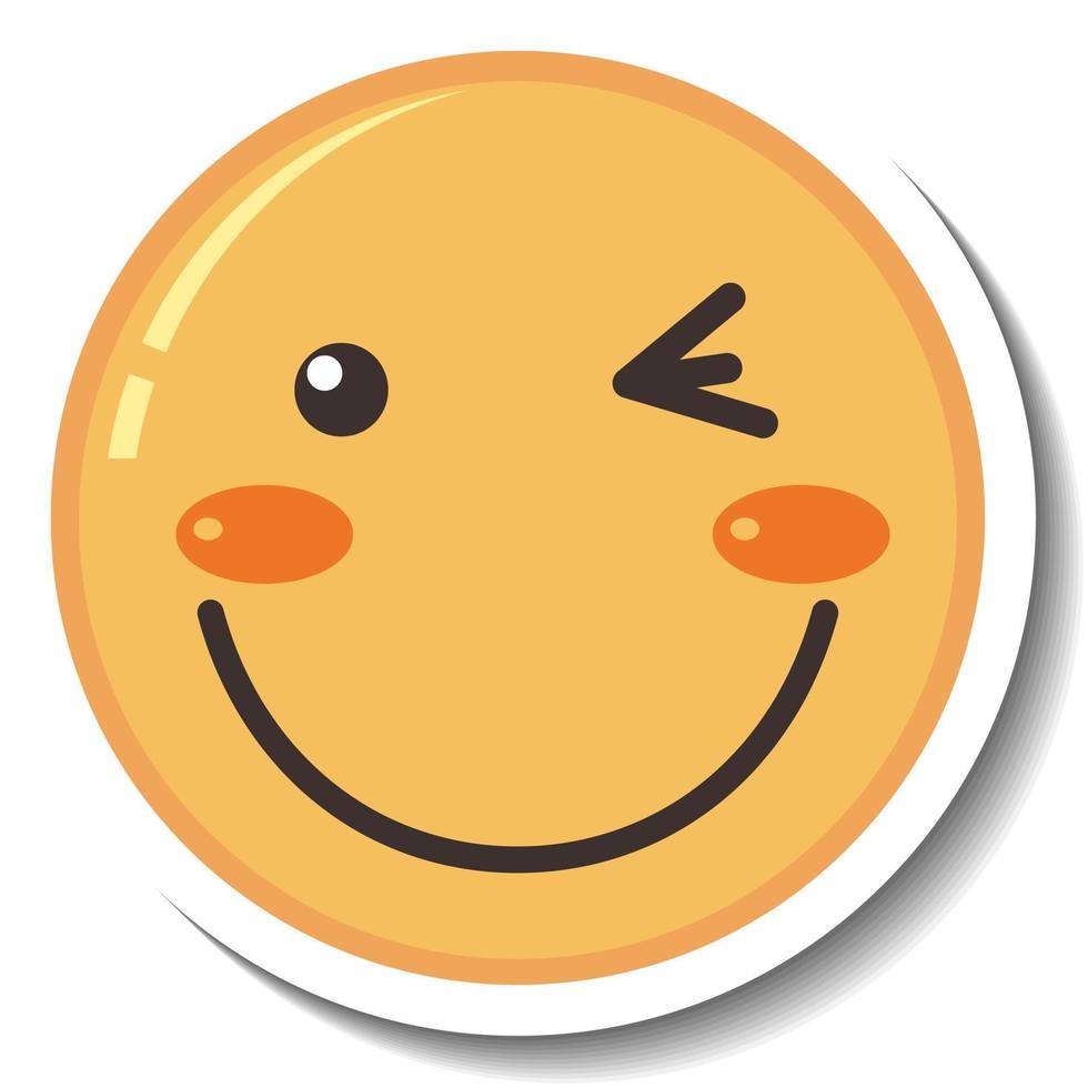 un modello di adesivo con emoji faccia sorridente isolata vettore