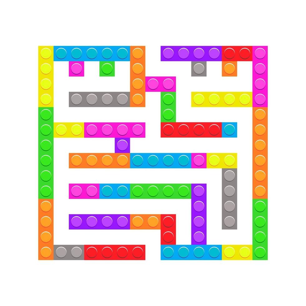labirinto quadrato mattoni gioco labirinto giocattolo per i bambini. labirinto vettore