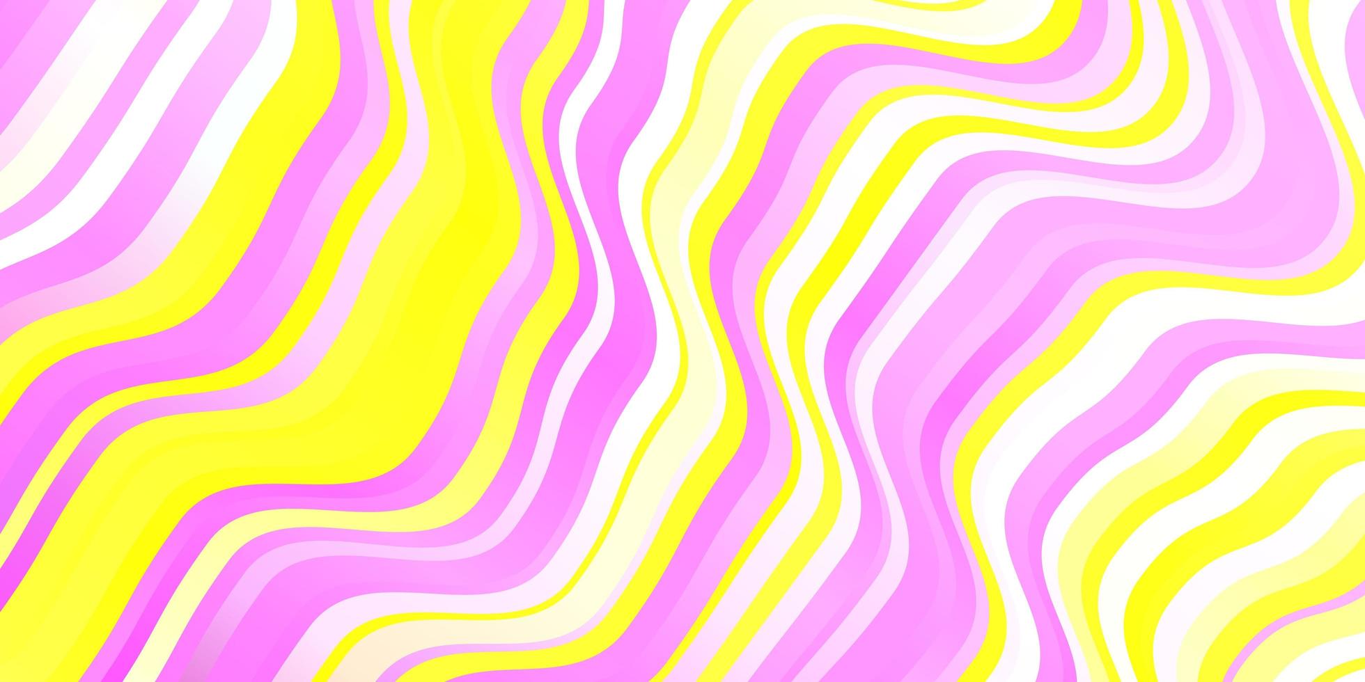 sfondo vettoriale rosa chiaro, giallo con linee curve.