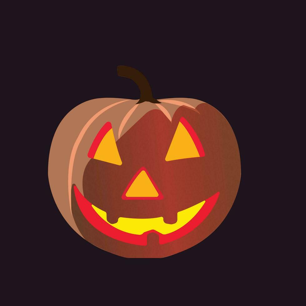 Halloween zucca vettore isolato design su buio rosso colore