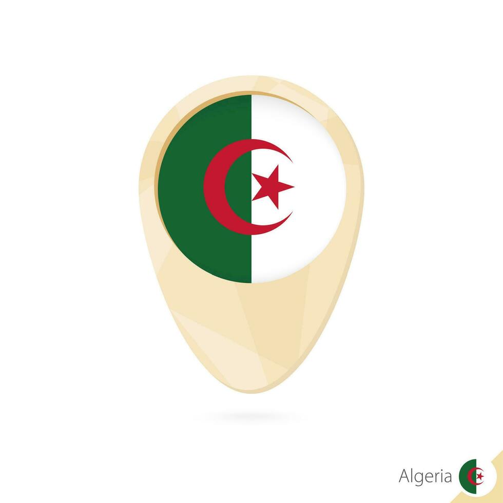 carta geografica pointer con bandiera di Algeria. arancia astratto carta geografica icona. vettore