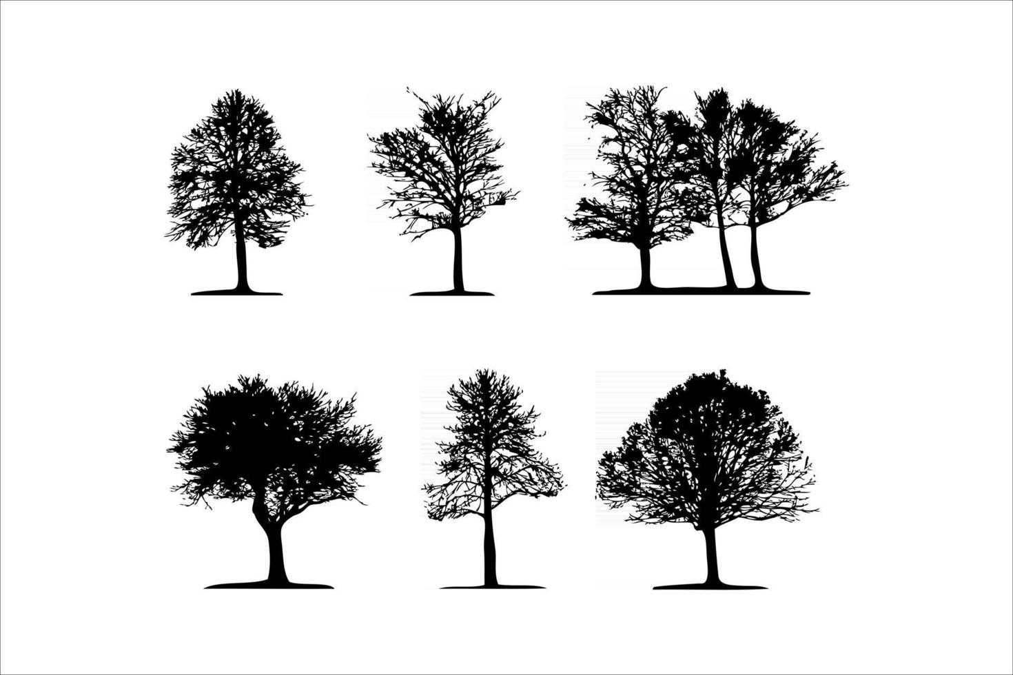 silhouette albero set vettoriale